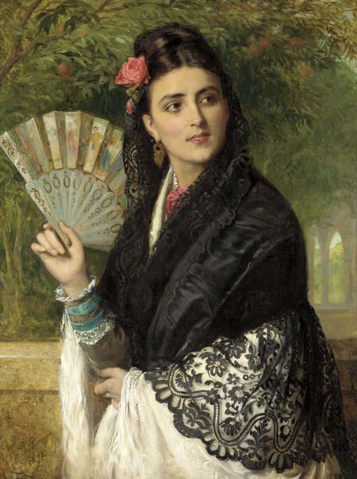 John Bagnold Burgess, R.A. - A Spanish Beauty