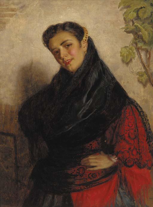 John Bagnold Burgess, R.A. - A Spanish beauty
