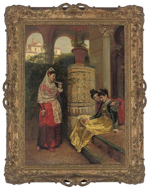 John Bagnold Burgess, R.A. - Spanish girls in a loggia