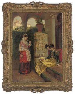 John Bagnold Burgess, R.A. - Spanish girls in a loggia