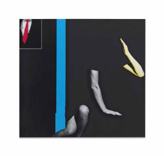 John Baldessari - Arms & Legs (Specif. Elbows & Knees), etc. (Part Two): Elbows, Knees, Shirt and Tie (with Blue Barrier)