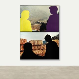 John Baldessari - Two Landscapes (One Blocked): Each with Two Figures (One Yellow/Violet)