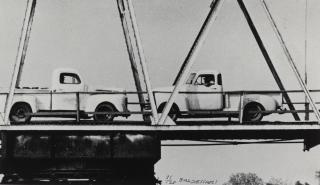 John Baldessari - Two Trucks/Two Decisions (on bridge)
