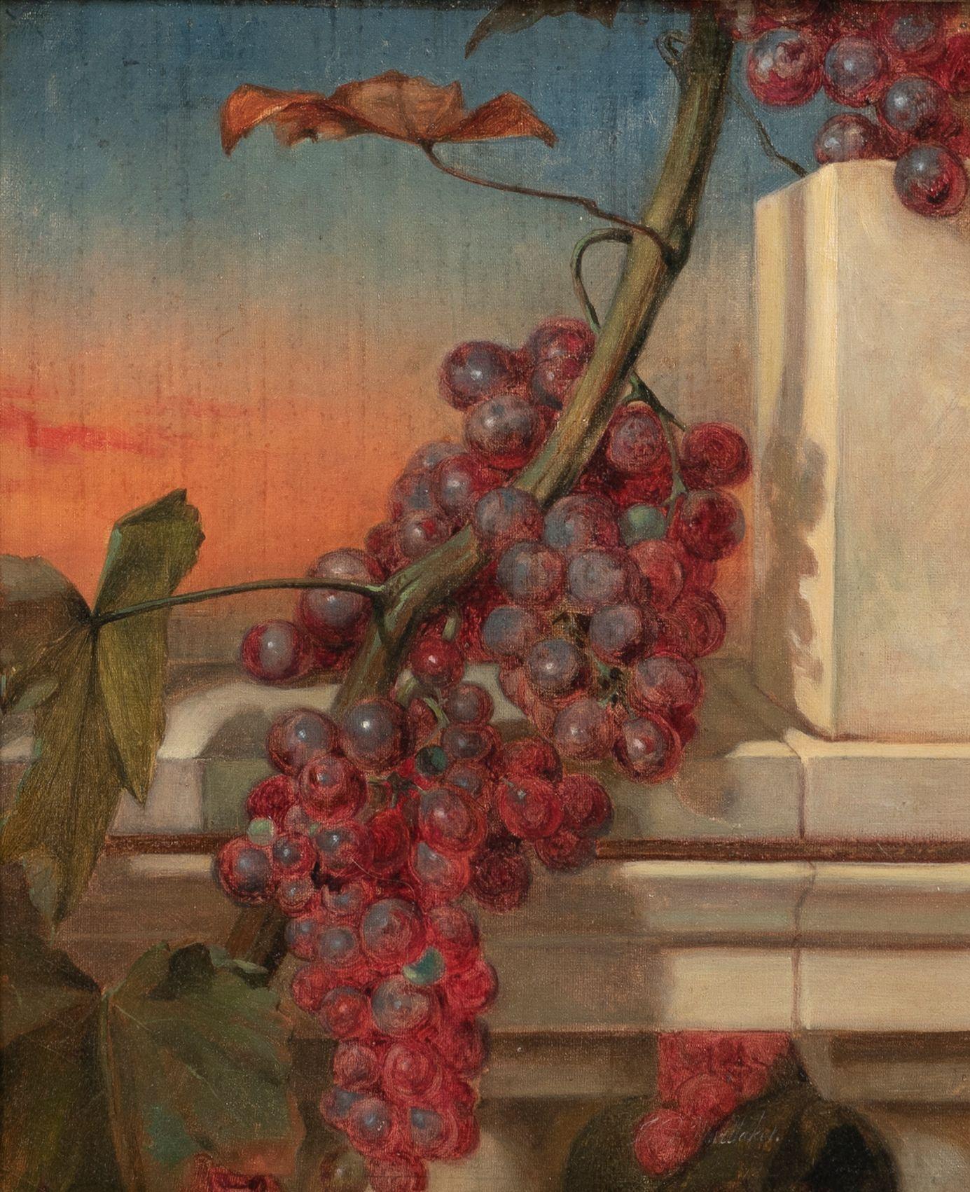 John Barnard Whittaker - Laden Grape Vine Against a Marble Garden Wall
