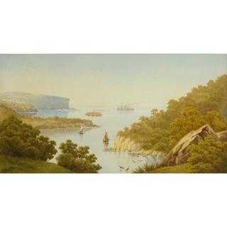 John Barr Clarke Hoyte - Australian a View Of The Heads From Balmoral And Scene Within Port Jackson