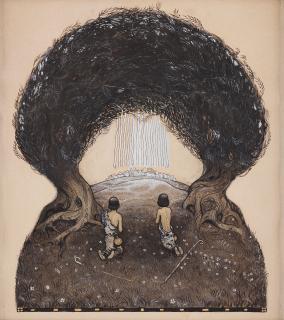 John Bauer - Two young shepherds outside the city walls