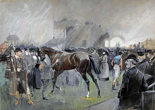 John Beer - A favourite wins - The Birdcage on a rainy day, Newmarket