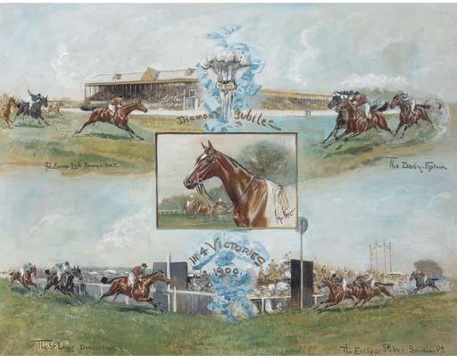 John Beer - Diamond Jubilee winning the  The 2000 Guineas, Newmarket, The Derby, Epsom, The St. Leger, Doncaster, and The Eclipse Stakes, Sandown Park, in 1904