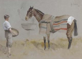 John Beer - Finish For The Eclipse Stakes, Sandown Park; And A Horse And Groom In A Stable