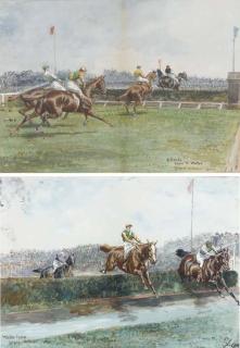 John Beer - The Grand National, 1904, Beecher\'s brook; Valentine\'s brook; Two fences before the water; and The water jump