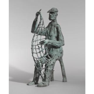 John Behan, R.H.A. - The Claddagh Fisherman Mending Nets