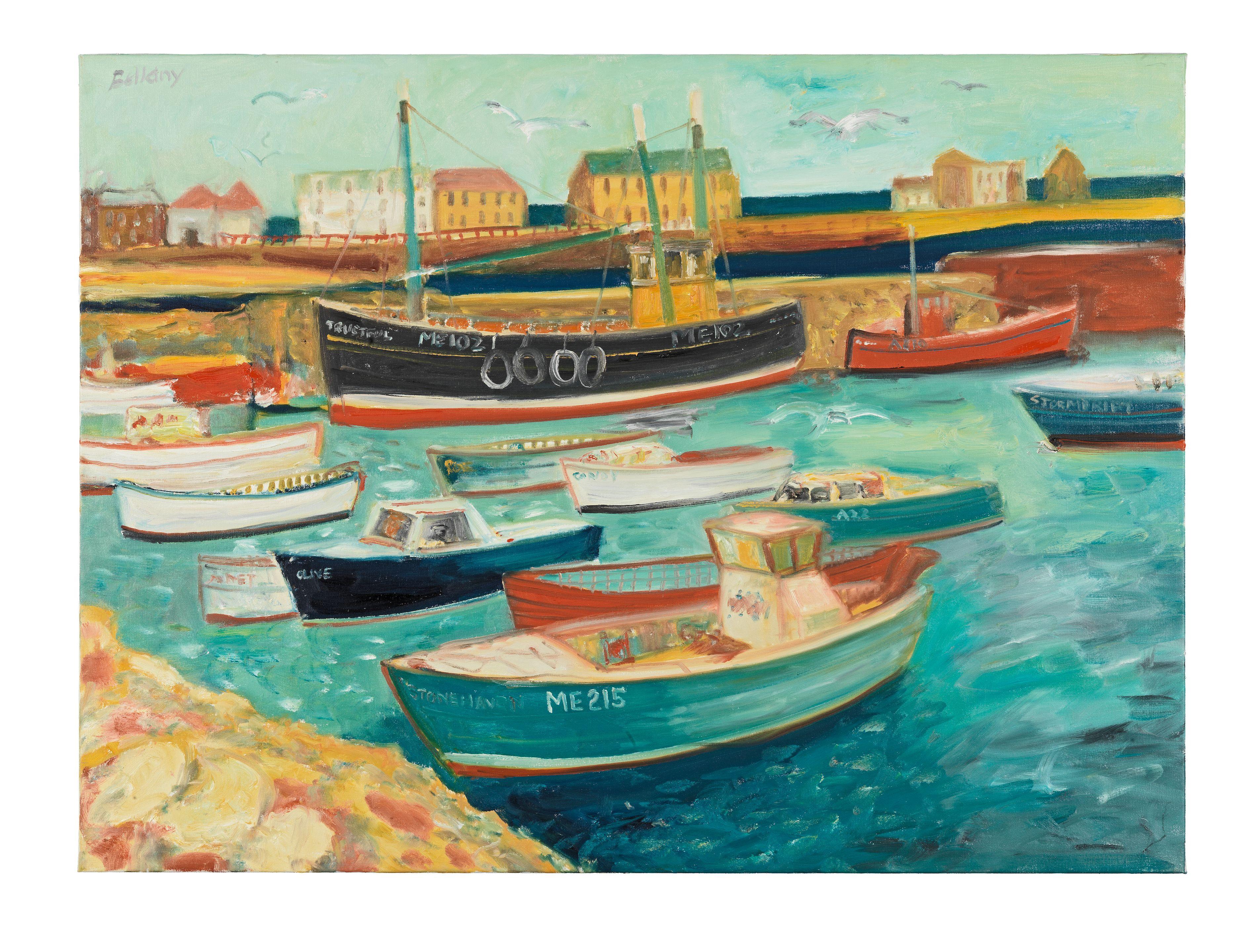 John Bellany C.B.E., R.A., H.R.S.A., L.L.D.(Lon) - Boats at Montrose (unframed)