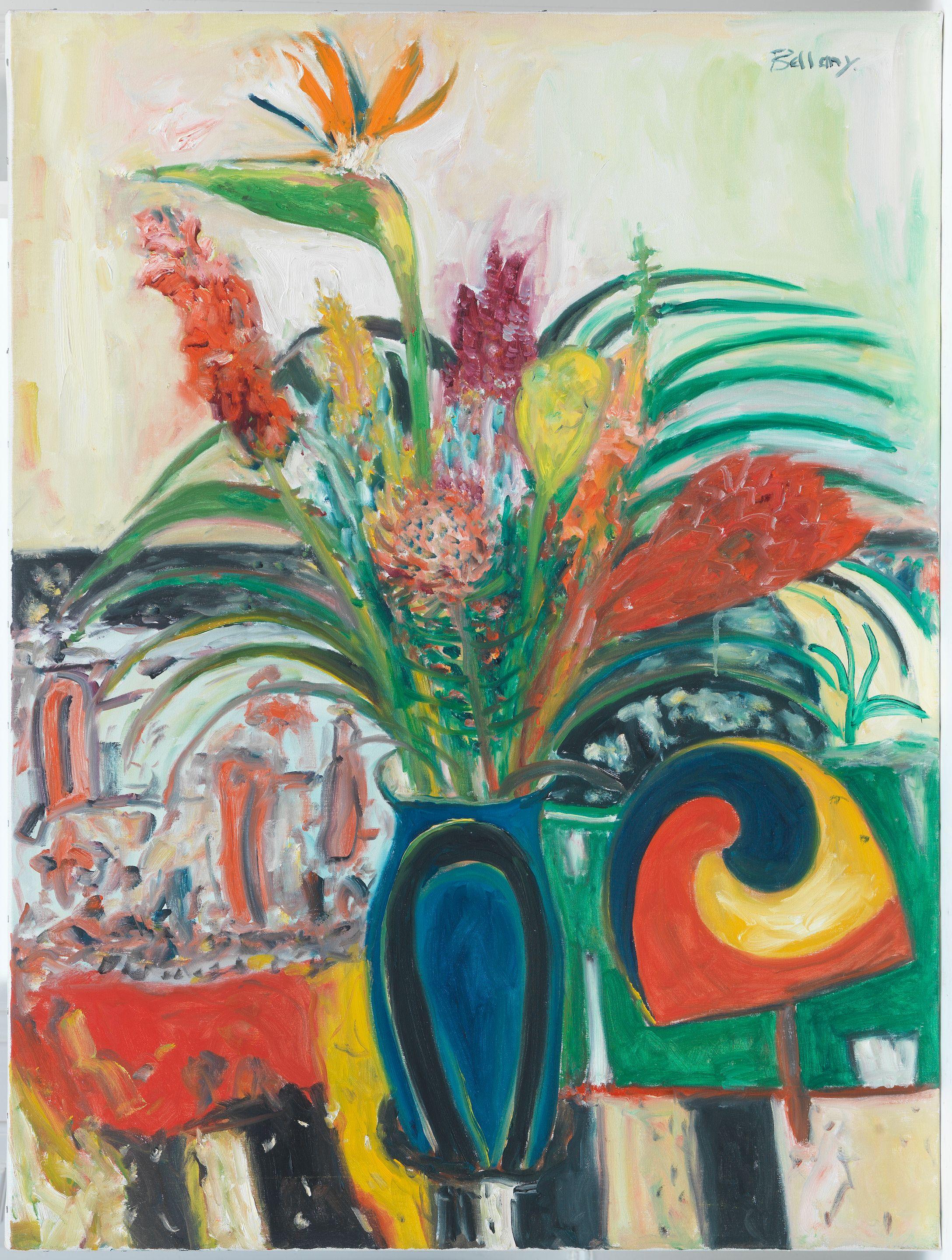 John Bellany CBE RA HRSA LLD - Still life of flowers in a blue vase