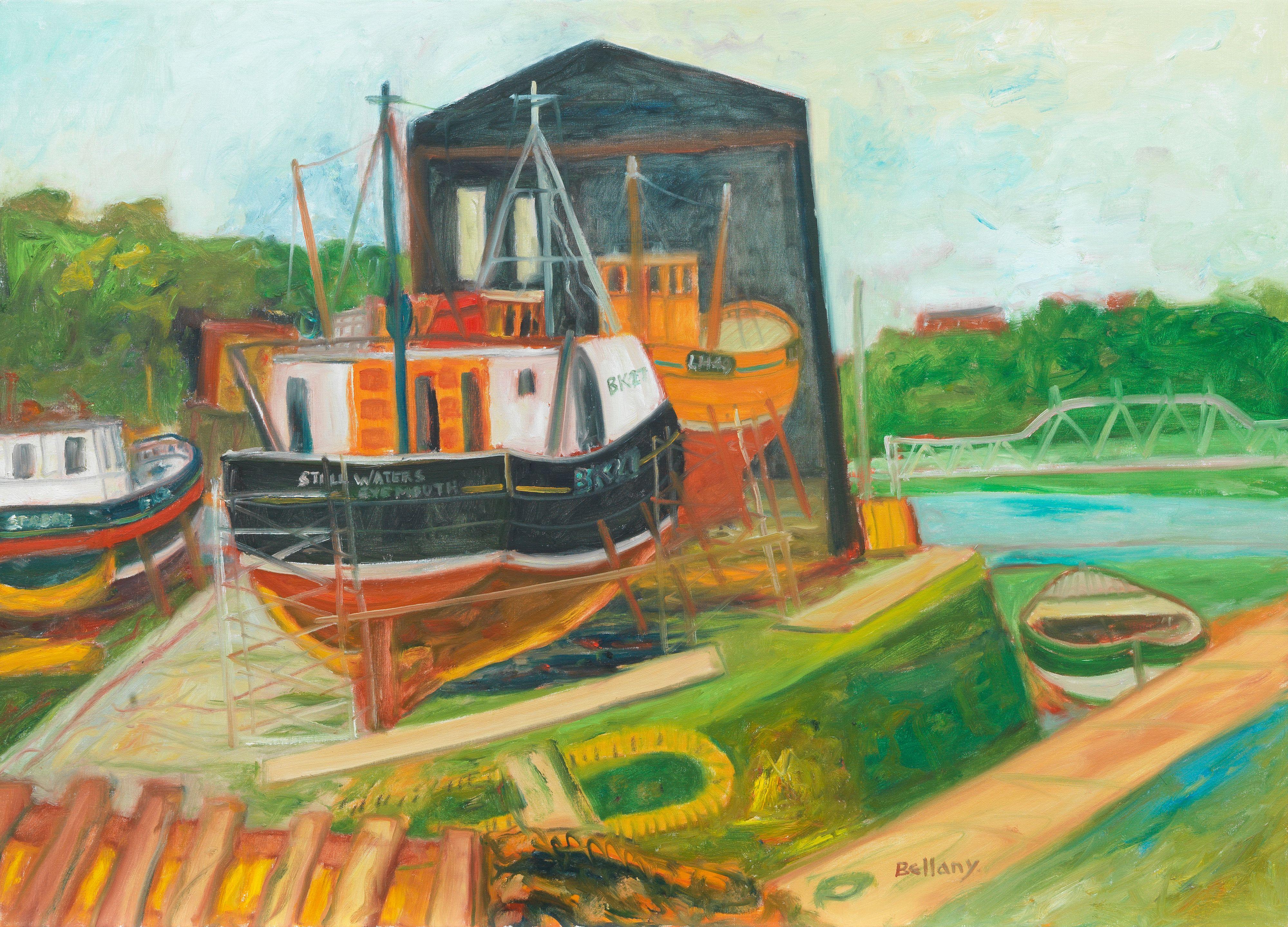 John Bellany CBE RA HRSA LLD - Still Waters of Eyemouth in harbour
