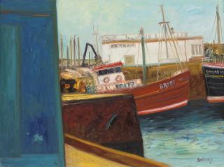 John Bellany, H.R.S.A., R.A. - Boats in the harbour