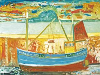 John Bellany,  H.R.S.A., R.A. - Fishing Boat, Leith