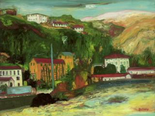 John Bellany, H.R.S.A., R.A. - Houses by the shore