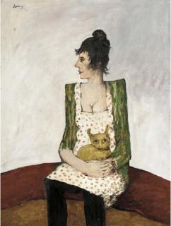 John Bellany, H.R.S.A., R.A. - Woman with lap-dog