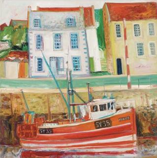 John Bellany, R.A. - A boat in harbour