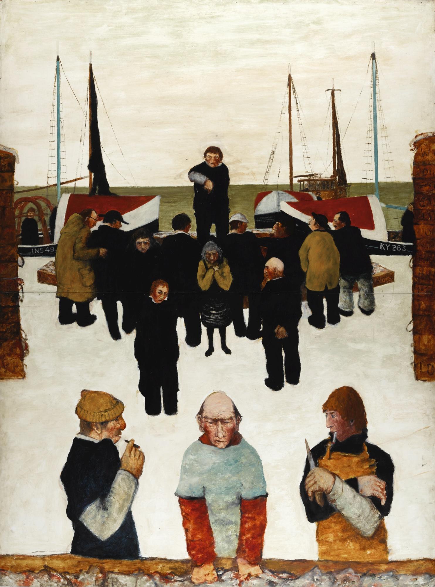 John Bellany, R.A. - Fishermen In The Snow