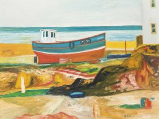 John Bellany, R.A. - Fishing boat on the shore