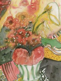 John Bellany, R.A. - Still Life with Flowers in a Vase