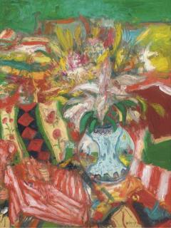 John Bellany, R.A. - Still life with vase of flowers