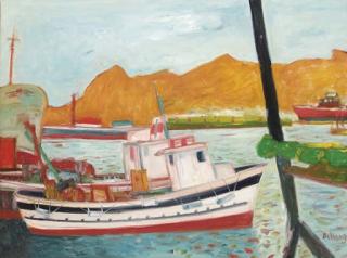 John Bellany, R.A. - Trawlers At The Quayside