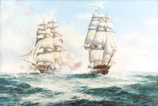 John Bentham Dinsdale - \'Action between the Grand Turk and the Hinchinbrooke, 1st May 1814\'