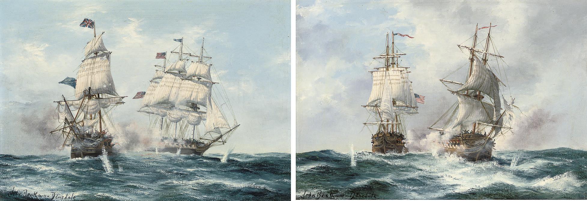 John Bentham-Dinsdale - The action between Java and Constitution, 29th December, 1812; and The engagement between H.M.S. Frolic and U.S.S. Wasp, 18th October, 1812 (both illustrated)