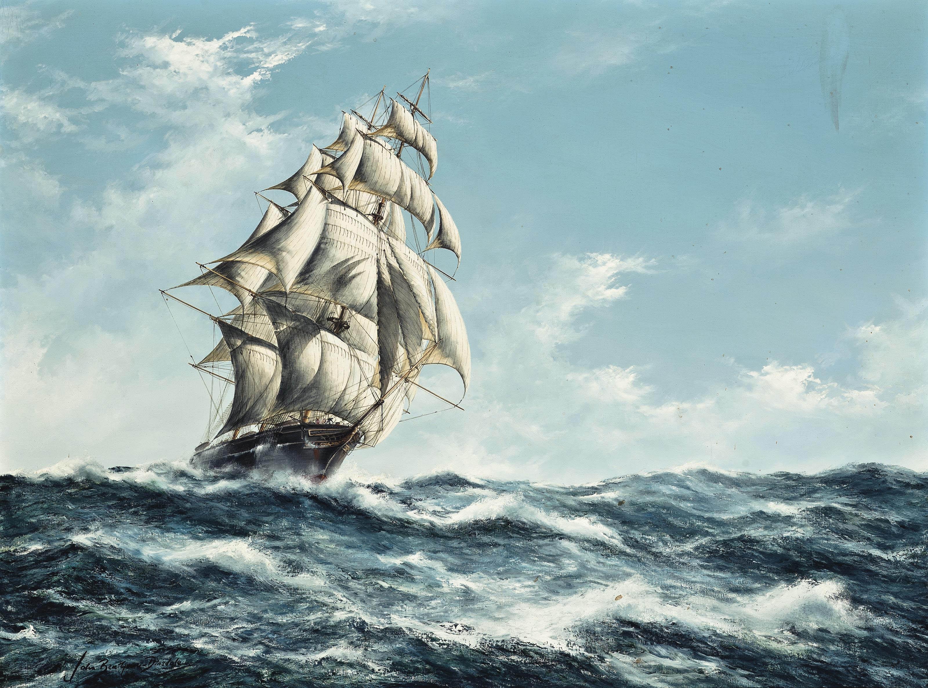 John Bentham-Dinsdale - The American clipper Nightingale ploughing through the waves