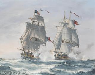 John Bentham-Dinsdale - The engagement between H.M.S. Dryad and the French frigate Prosperine, 13th June 1796