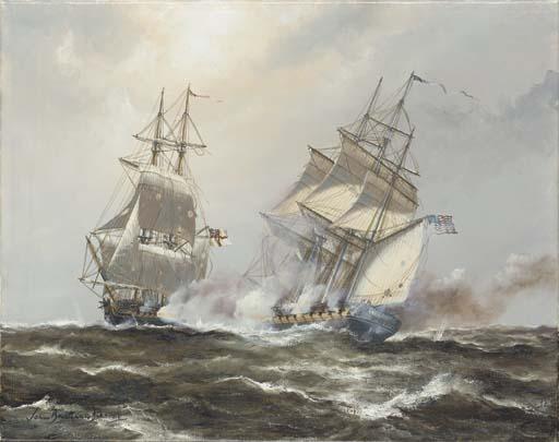 John Bentham Dinsdale - The engagement between H.M.S. Frolic and U.S.S. Wasp
