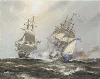 John Bentham Dinsdale - The engagement between H.M.S. Frolic and U.S.S. Wasp