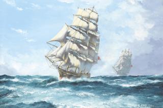 John Bentham-Dinsdale - The famous Cutty Sark in company with the Thermopylae; The English clipper ship Torrens, a pair