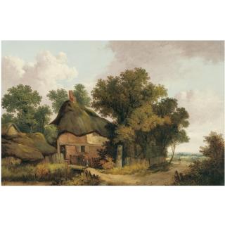 John Berney Ladbrooke - British Country Landscape With Cottages
