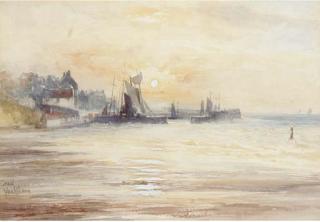 John Blair - Crail harbour at sunset