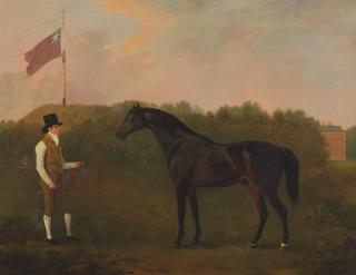 John Boultbee - Mr John Clifton\'s Warrior with his groom, in the grounds of Lytham Hall, Lancashire
