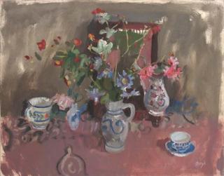 John Boyd - Still life with jugs and flowers