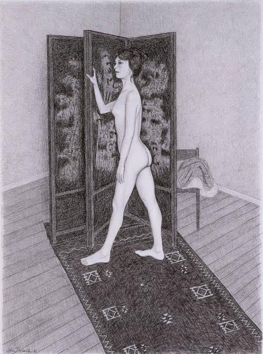 John Brack - Standing Nude with Screen