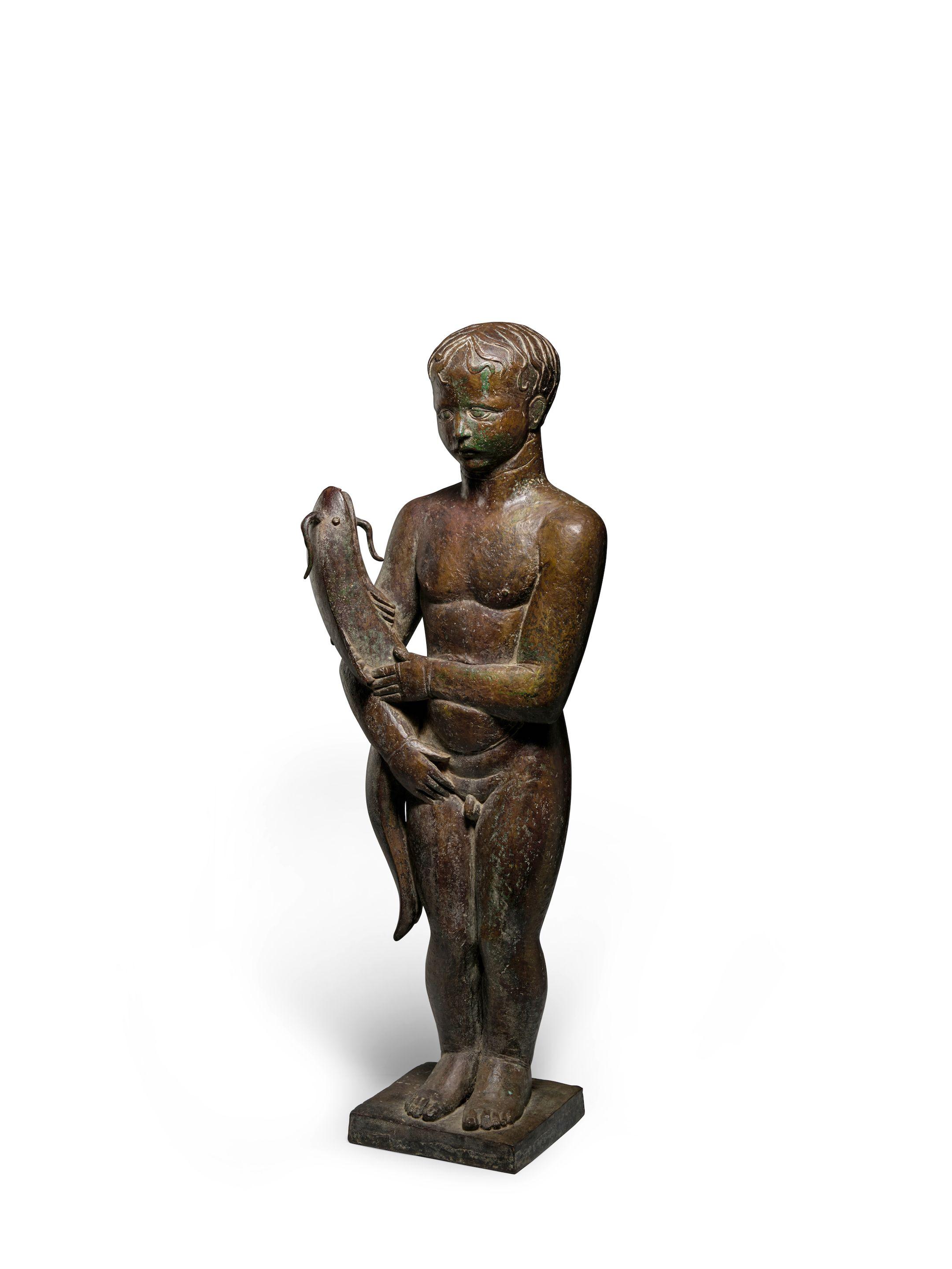 John Bradley Storrs - Boy with Catfish (Fountain) 31 1/2 in. (80 cm.) high