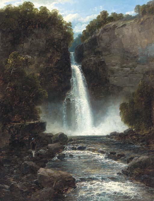 John Brandon Smith - A figure by a waterfall