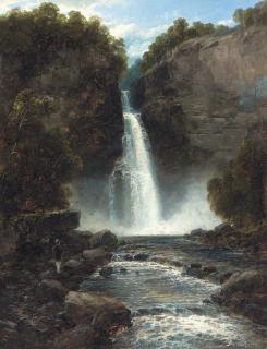 John Brandon Smith - A figure by a waterfall