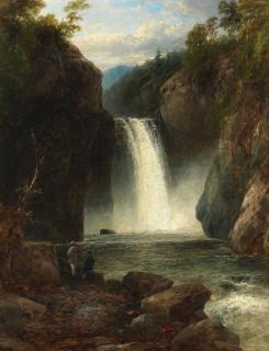 John Brandon Smith - A view of the falls with two figures by the pool