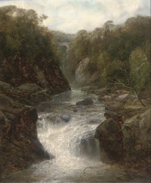 John Brandon Smith - A Waterfall In A Narrow Valley, A Bridge Beyond
