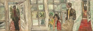 John Bratby, R.A. - Figures In An Interior
