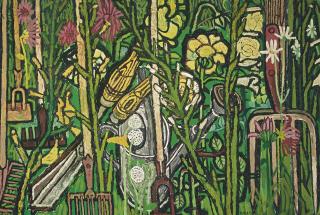 John Bratby, R.A. - Flowers and Gardening Tools