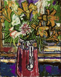 John Bratby, R.A. - Flowers in a vase