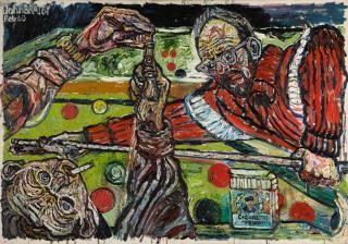 John Bratby, R.A. - Grome And Self At Snooker