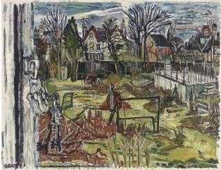 John Bratby, R.A. - Hardy Road Garden And Swimpool